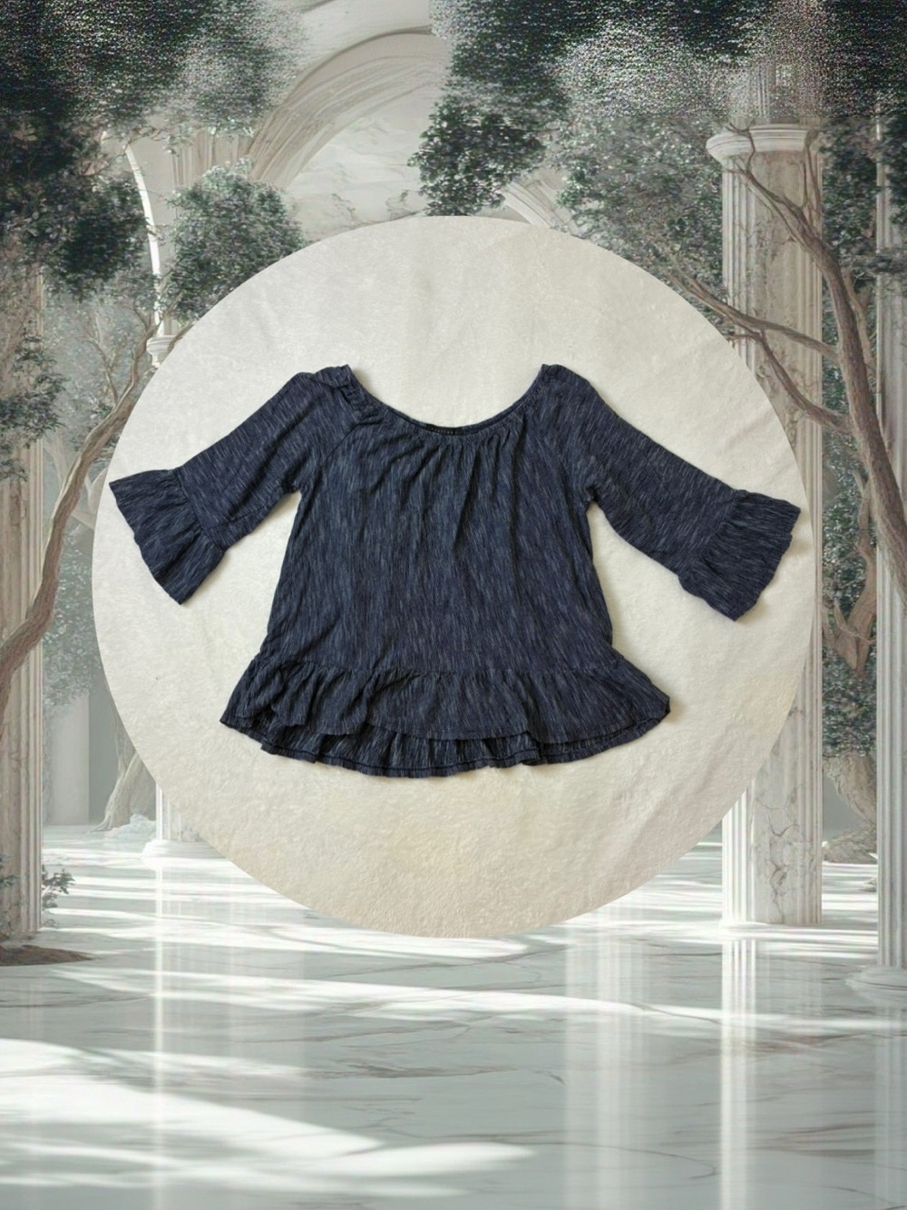 Sanctuary Striped Navy Blue Peasant Top